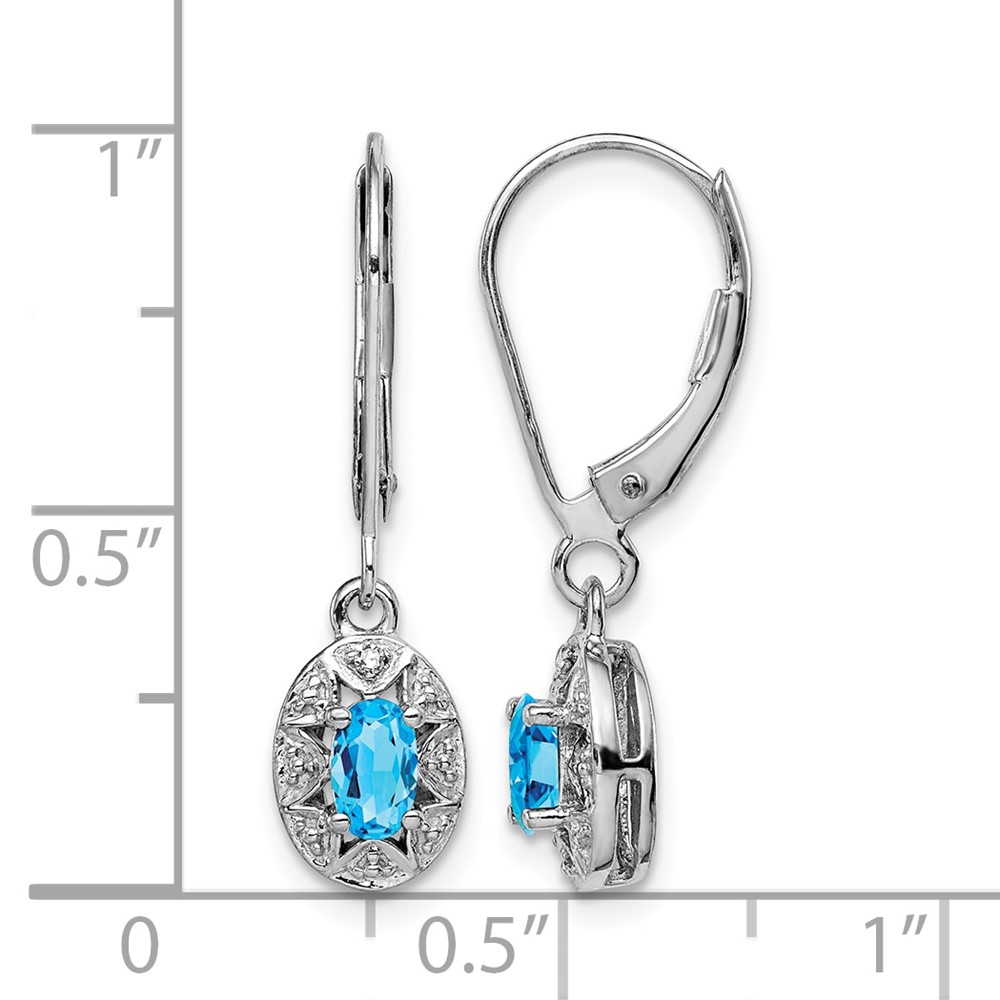 Sterling Silver Rhodium-plated Diam. & Blue Topaz Earrings (QBE10DEC)