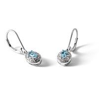 Sterling Silver Rhodium-plated Diam. & Blue Topaz Earrings view 5
