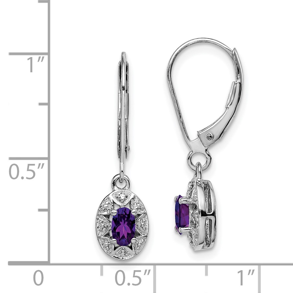 Sterling Silver Rhodium-plated Diam. & Amethyst Earrings (QBE10FEB)