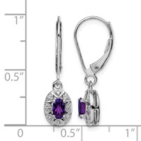 Sterling Silver Rhodium-plated Diam. & Amethyst Earrings view 4