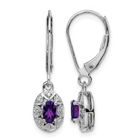 Sterling Silver Rhodium-plated Diam. & Amethyst Earrings view 1