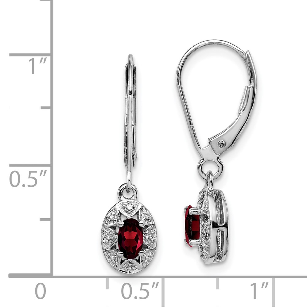 Sterling Silver Rhodium-plated Diam. & Garnet Earrings (QBE10JAN)