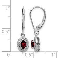 Sterling Silver Rhodium-plated Diam. & Garnet Earrings view 4