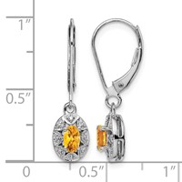 Sterling Silver Rhodium-plated Diam. & Citrine Earrings view 4