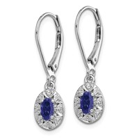 Sterling Silver Rhodium-plated Diam. & Created Sapphire Earrings view 2