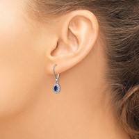 Sterling Silver Rhodium-plated Diam. & Created Sapphire Earrings view 3
