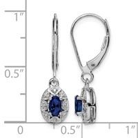 Sterling Silver Rhodium-plated Diam. & Created Sapphire Earrings view 4
