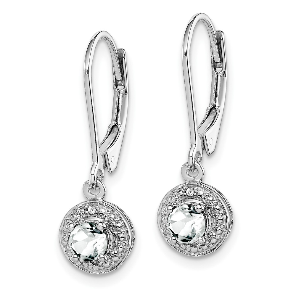 Sterling Silver Rhodium-plated Diam. & White Topaz Earrings (QBE11APR)