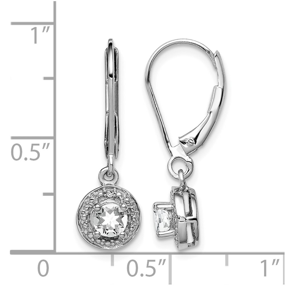 Sterling Silver Rhodium-plated Diam. & White Topaz Earrings (QBE11APR)