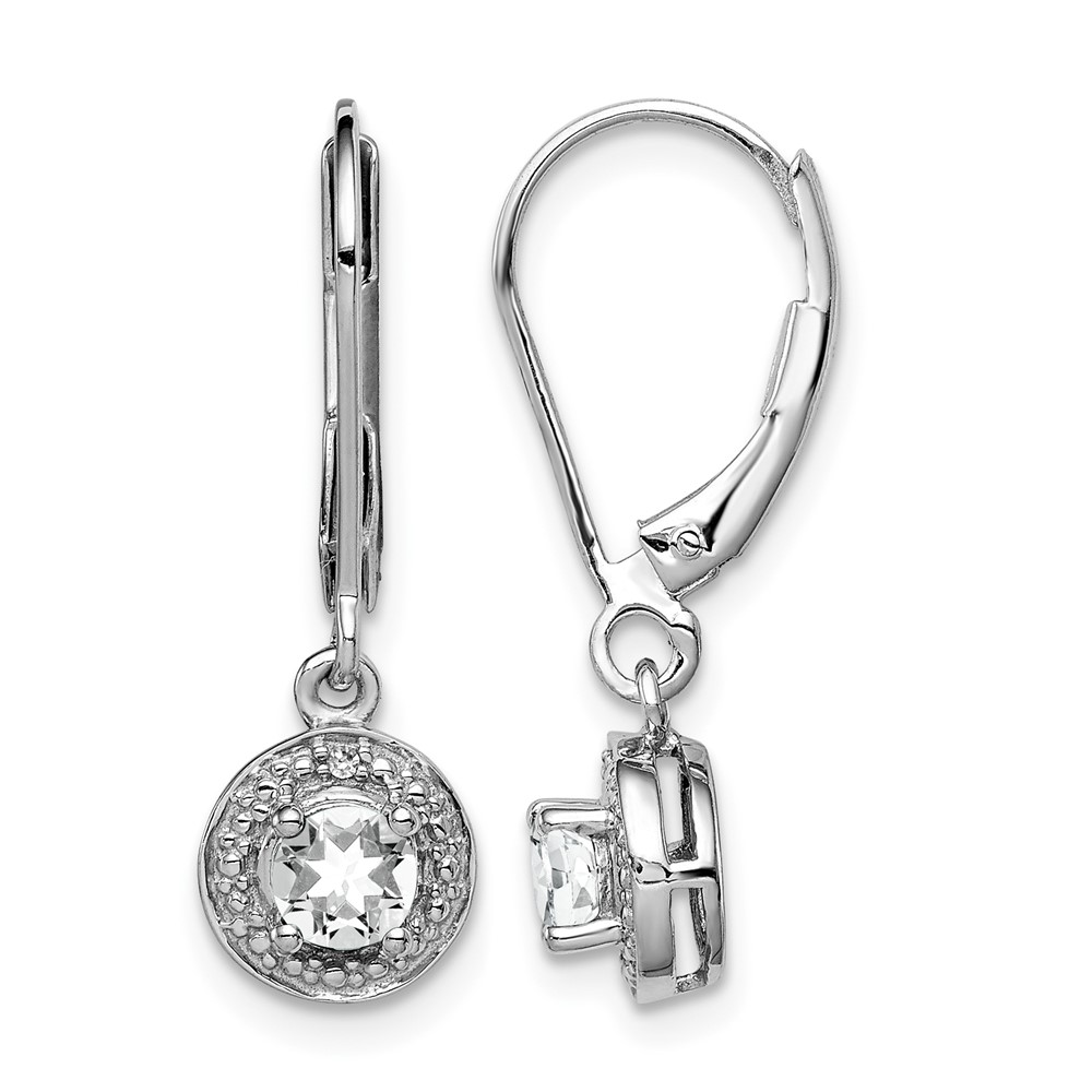 Sterling Silver Rhodium-plated Diam. & White Topaz Earrings (QBE11APR)