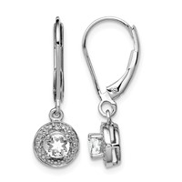 Sterling Silver Rhodium-plated Diam. & White Topaz Earrings view 1