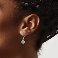 Sterling Silver Rhodium-plated Diam. & Peridot Earrings view 3