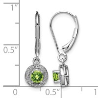 Sterling Silver Rhodium-plated Diam. & Peridot Earrings view 4