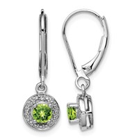 Sterling Silver Rhodium-plated Diam. & Peridot Earrings view 1