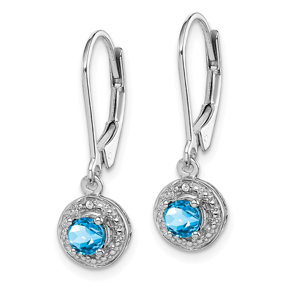 Sterling Silver Rhodium-plated Diam. & Blue Topaz Earrings (QBE11DEC)