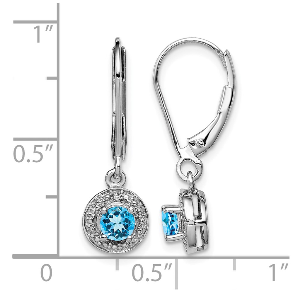 Sterling Silver Rhodium-plated Diam. & Blue Topaz Earrings (QBE11DEC)