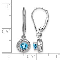 Sterling Silver Rhodium-plated Diam. & Blue Topaz Earrings view 4