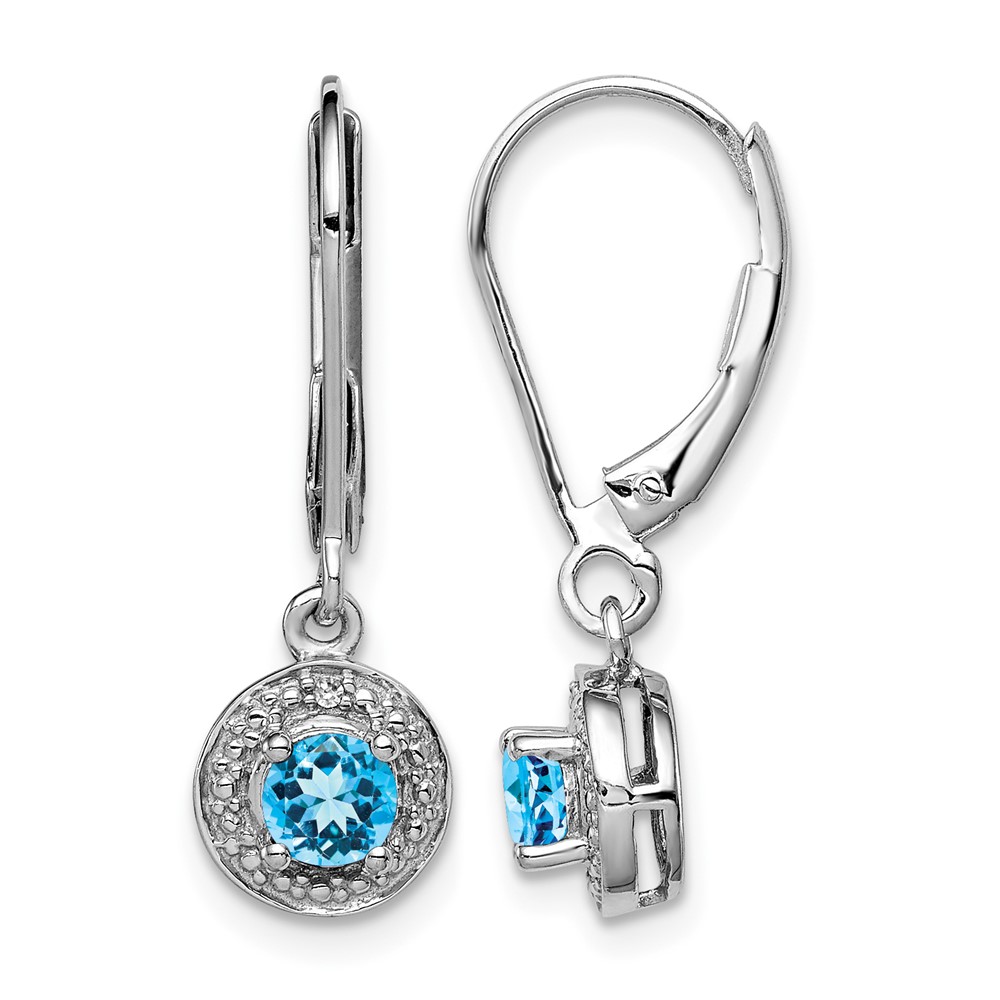 Sterling Silver Rhodium-plated Diam. & Blue Topaz Earrings (QBE11DEC)