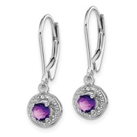 Sterling Silver Rhodium-plated Diam. & Amethyst Earrings view 2