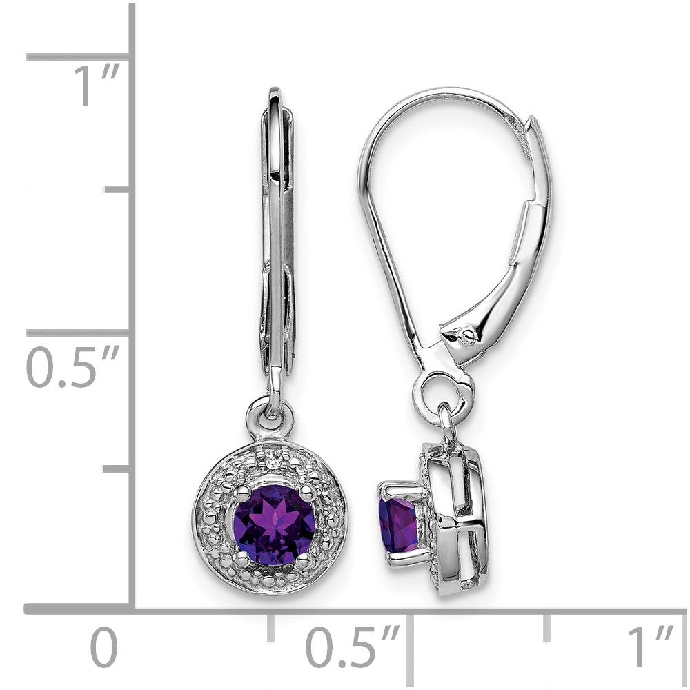 Sterling Silver Rhodium-plated Diam. & Amethyst Earrings (QBE11FEB)