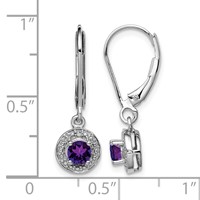 Sterling Silver Rhodium-plated Diam. & Amethyst Earrings view 4