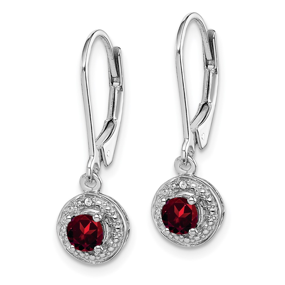 Sterling Silver Rhodium-plated Diam. & Garnet Earrings (QBE11JAN)
