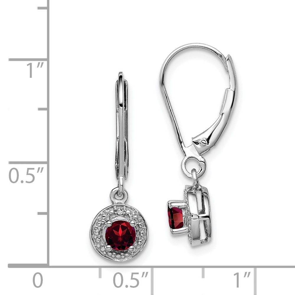 Sterling Silver Rhodium-plated Diam. & Garnet Earrings (QBE11JAN)