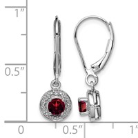 Sterling Silver Rhodium-plated Diam. & Garnet Earrings view 4