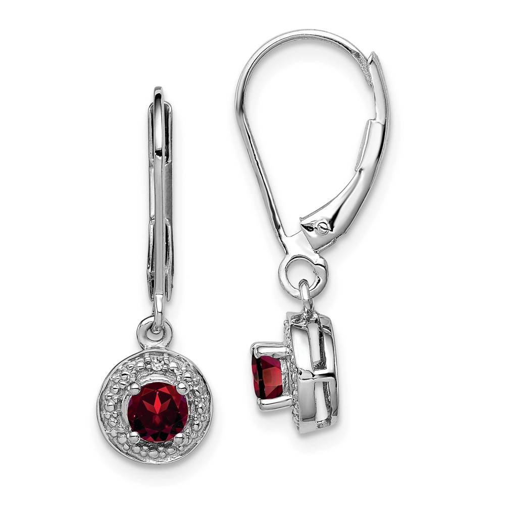 Sterling Silver Rhodium-plated Diam. & Garnet Earrings (QBE11JAN)