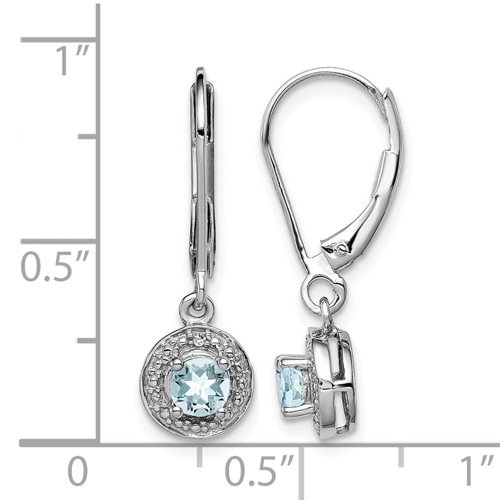 Sterling Silver Rhodium-plated Diam. & Aquamarine Earrings (QBE11MAR)