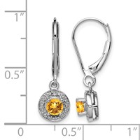 Sterling Silver Rhodium-plated Diam. & Citrine Earrings view 4
