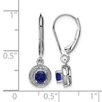 Sterling Silver Rhodium-plated Diam. & Created Sapphire Earrings view 4