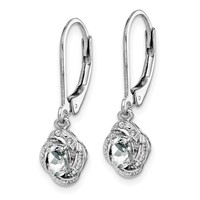 Sterling Silver Rhodium-plated Diam. & White Topaz Earrings view 2