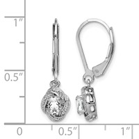 Sterling Silver Rhodium-plated Diam. & White Topaz Earrings view 4