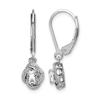 Sterling Silver Rhodium-plated Diam. & White Topaz Earrings view 1