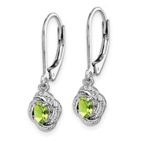 Sterling Silver Rhodium-plated Diam. & Peridot Earrings view 2