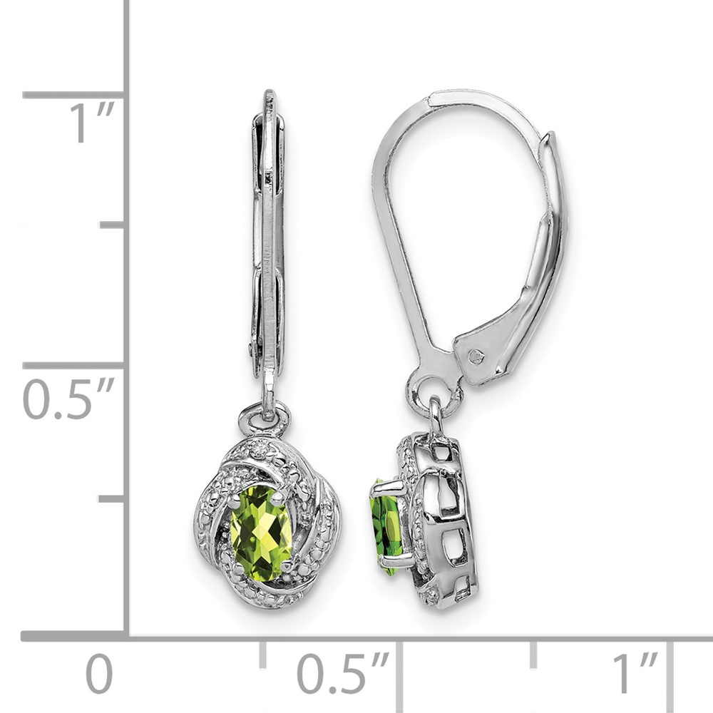 Sterling Silver Rhodium-plated Diam. & Peridot Earrings (QBE12AUG)