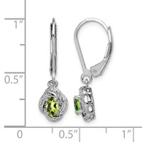 Sterling Silver Rhodium-plated Diam. & Peridot Earrings view 4