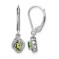 Sterling Silver Rhodium-plated Diam. & Peridot Earrings view 1