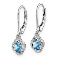 Sterling Silver Rhodium-plated Diam. & Blue Topaz Earrings view 2