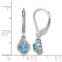 Sterling Silver Rhodium-plated Diam. & Blue Topaz Earrings view 4