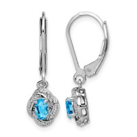 Sterling Silver Rhodium-plated Diam. & Blue Topaz Earrings view 1
