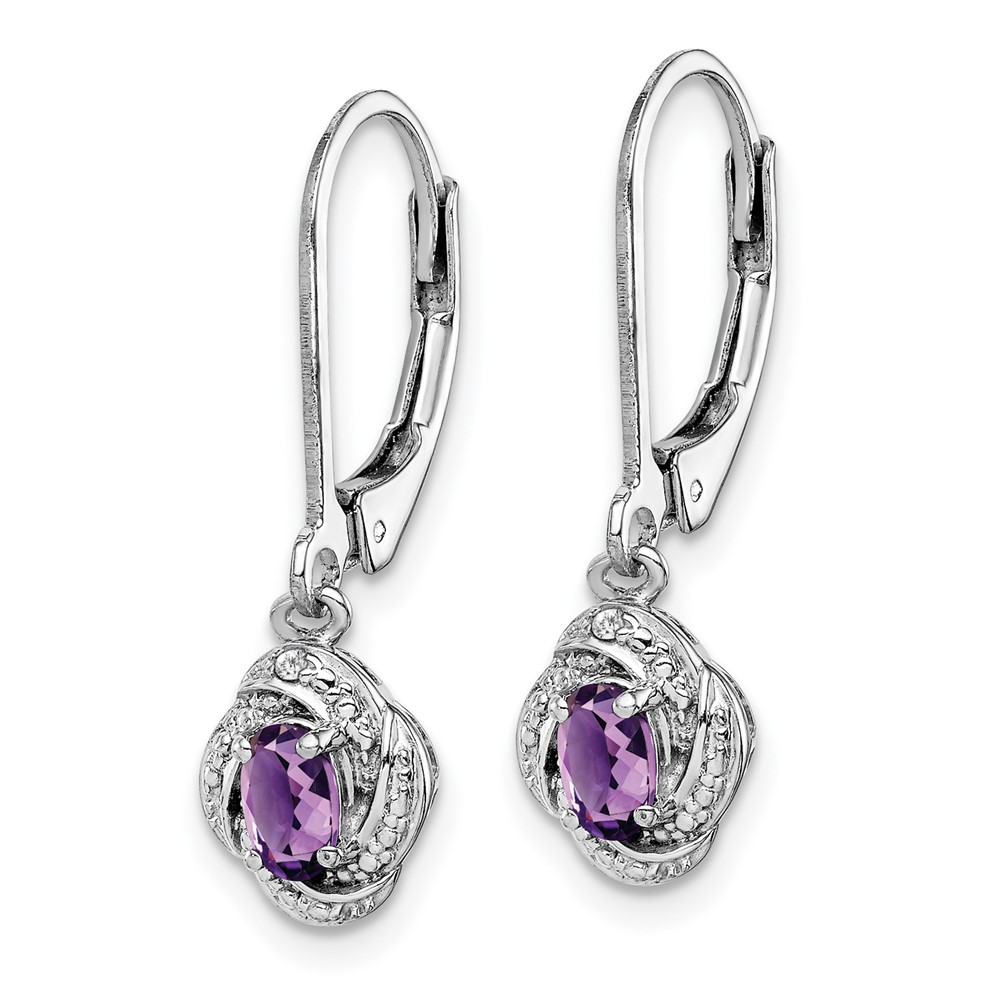 Sterling Silver Rhodium-plated Diam. & Amethyst Earrings (QBE12FEB)