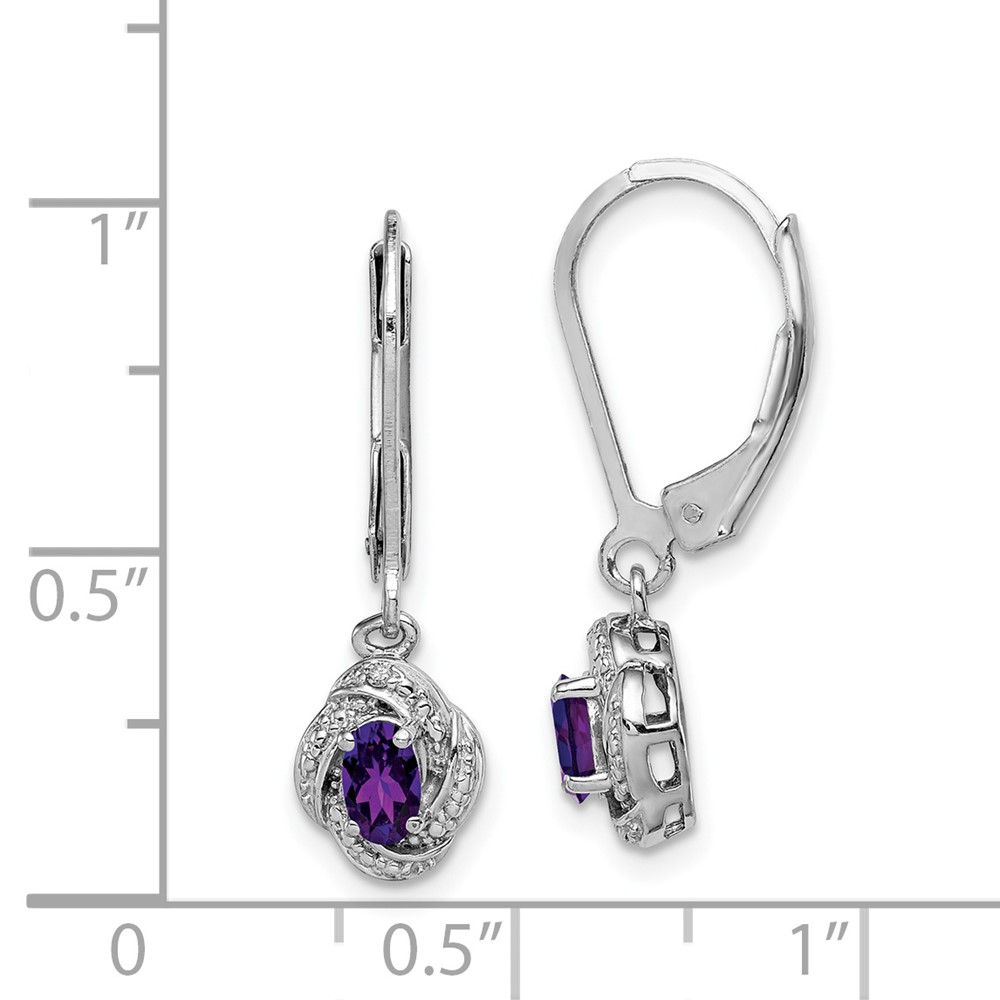 Sterling Silver Rhodium-plated Diam. & Amethyst Earrings (QBE12FEB)