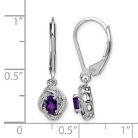 Sterling Silver Rhodium-plated Diam. & Amethyst Earrings view 4