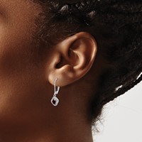Sterling Silver Rhodium-plated Diam. & Garnet Earrings view 3