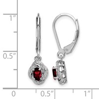 Sterling Silver Rhodium-plated Diam. & Garnet Earrings view 4