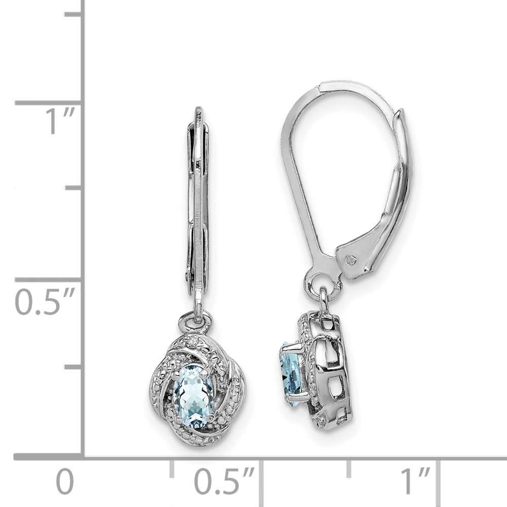 Sterling Silver Rhodium-plated Diam. & Aquamarine Earrings (QBE12MAR)