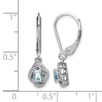 Sterling Silver Rhodium-plated Diam. & Aquamarine Earrings view 4