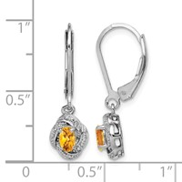 Sterling Silver Rhodium-plated Diam. & Citrine Earrings view 4